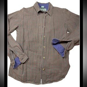 Stormy Kromer PLAID Purple brown Flannel Long Sleeve Button Shirt pockets womens